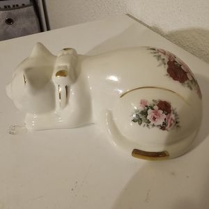 Formalities by Baum Bros. Porcelain Victorian Rose Sleeping Cat Figurine